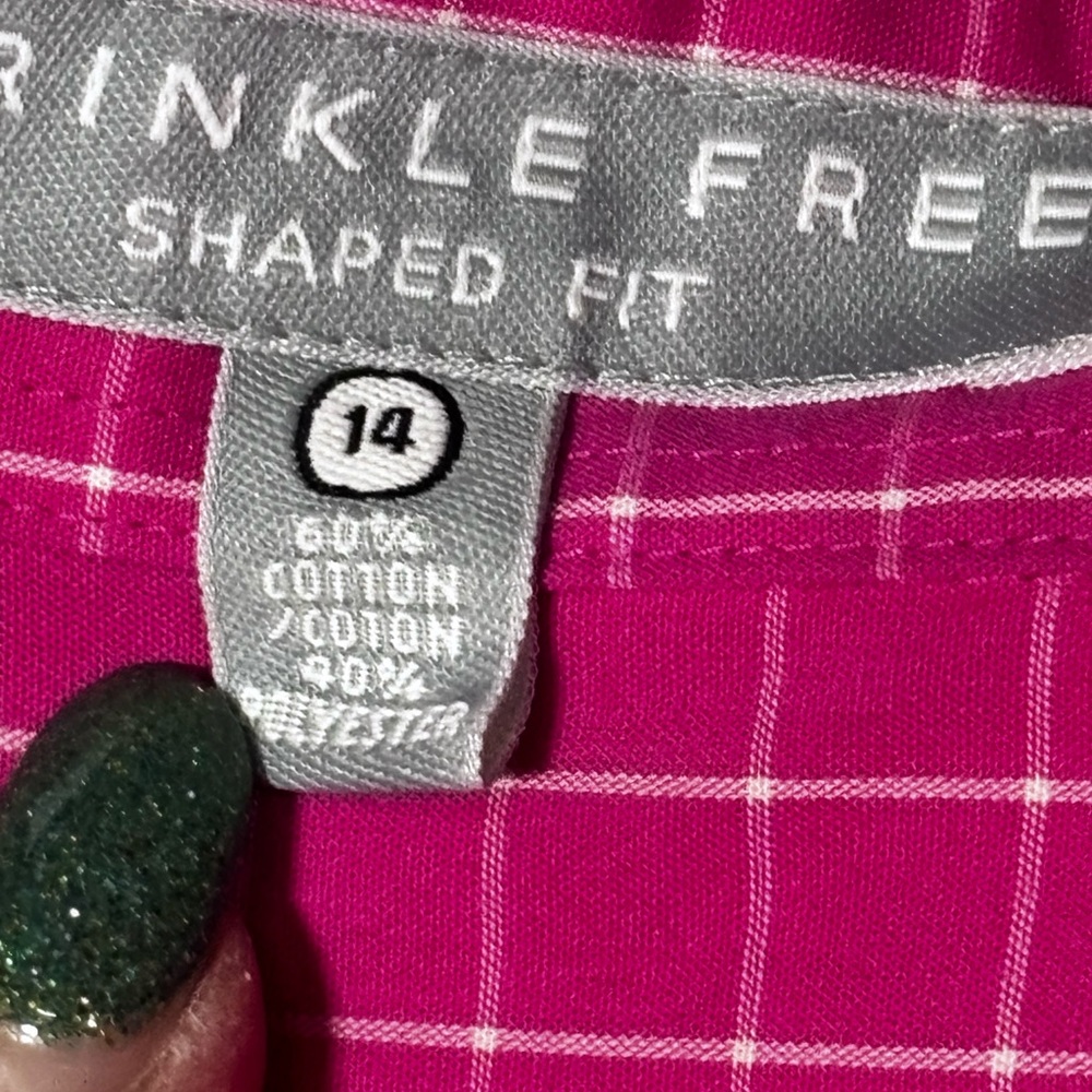 Foxcroft Women's Vibrant Pink Plaid Button Down Shirt - Picture 4 of 8